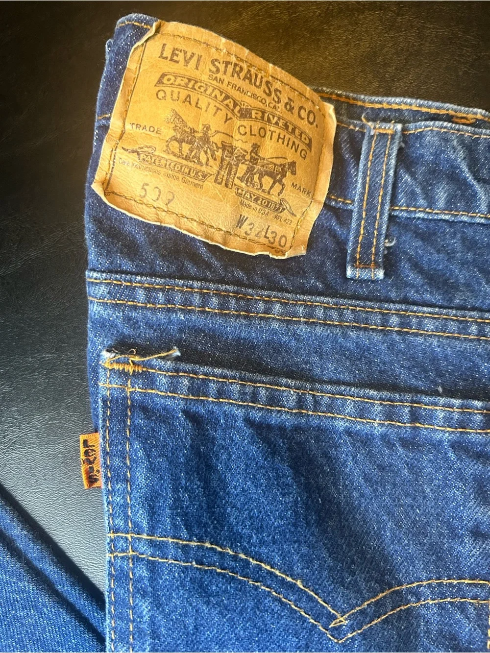 Vintage Levi’s 509 Made in USA Jeans Men 34x30 Blue Denim 100% Cotton Orange Tab